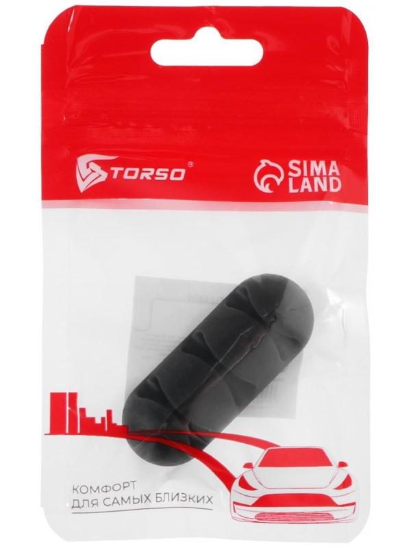 Держатель проводов TORSO, самоклеящийся, 3 деления, 5×2см, черный