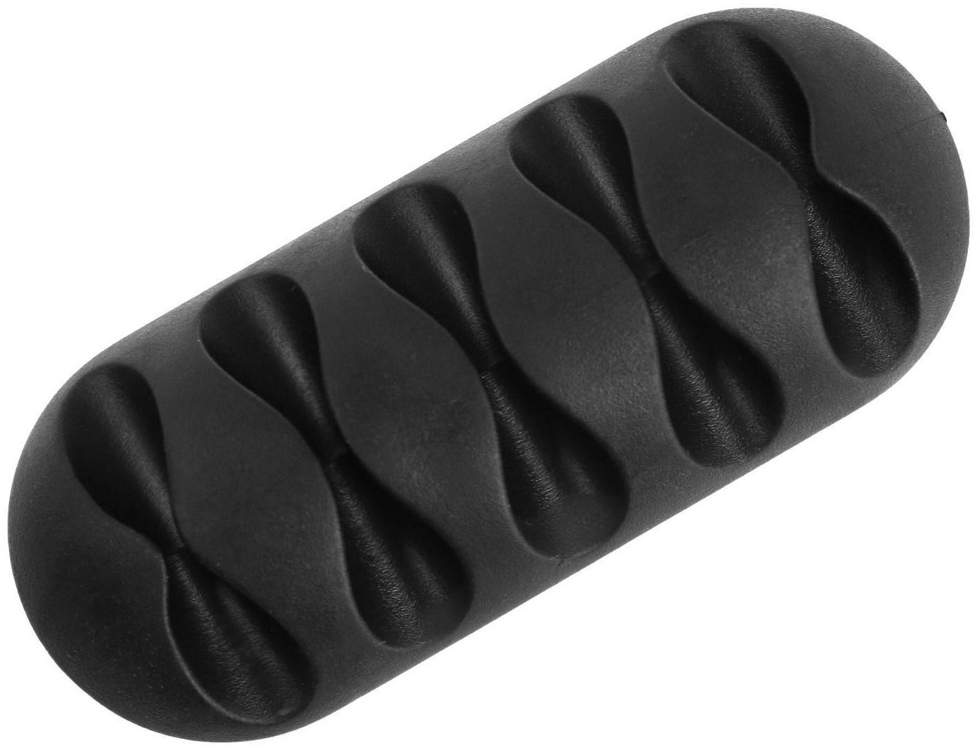 Держатель проводов TORSO, самоклеящийся, 5 делений, 6.5×3 см, черный