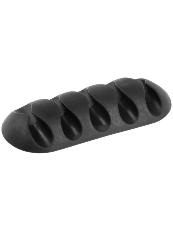 Держатель проводов TORSO, самоклеящийся, 5 делений, 6.5×3 см, черный