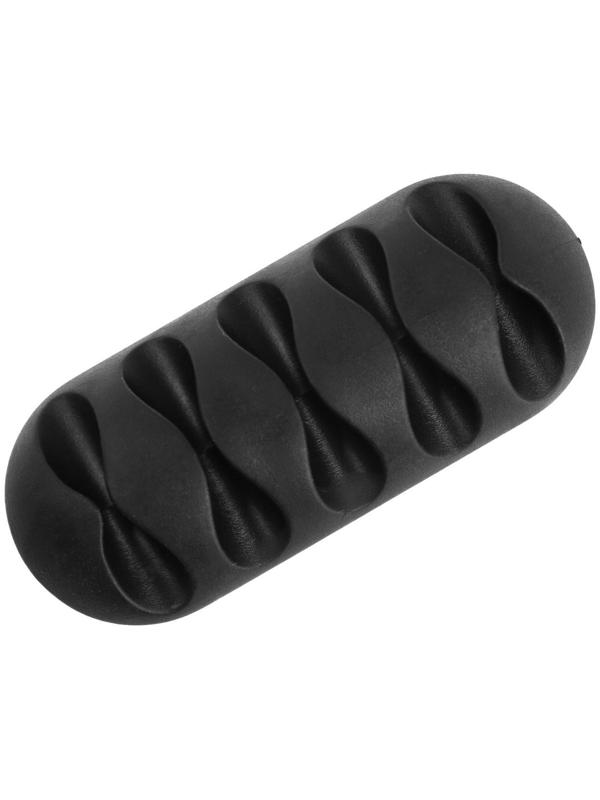 Держатель проводов TORSO, самоклеящийся, 5 делений, 6.5×3 см, черный