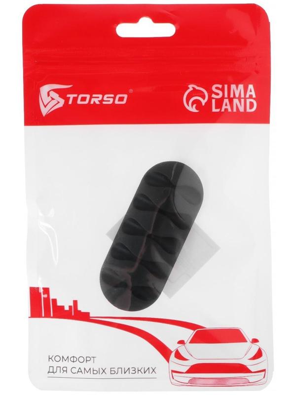 Держатель проводов TORSO, самоклеящийся, 5 делений, 6.5×3 см, черный