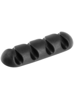 Держатель проводов TORSO, самоклеящийся, 4 деления, 6.5×2 см, черный