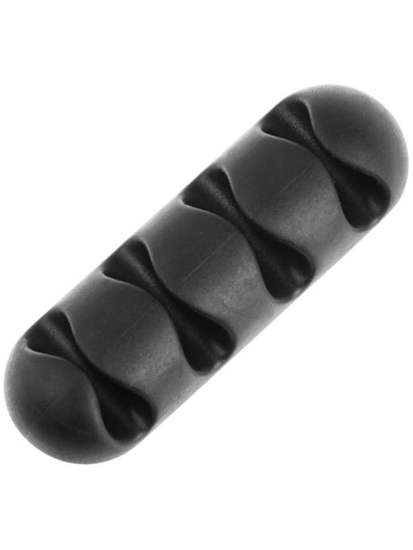 Держатель проводов TORSO, самоклеящийся, 4 деления, 6.5×2 см, черный