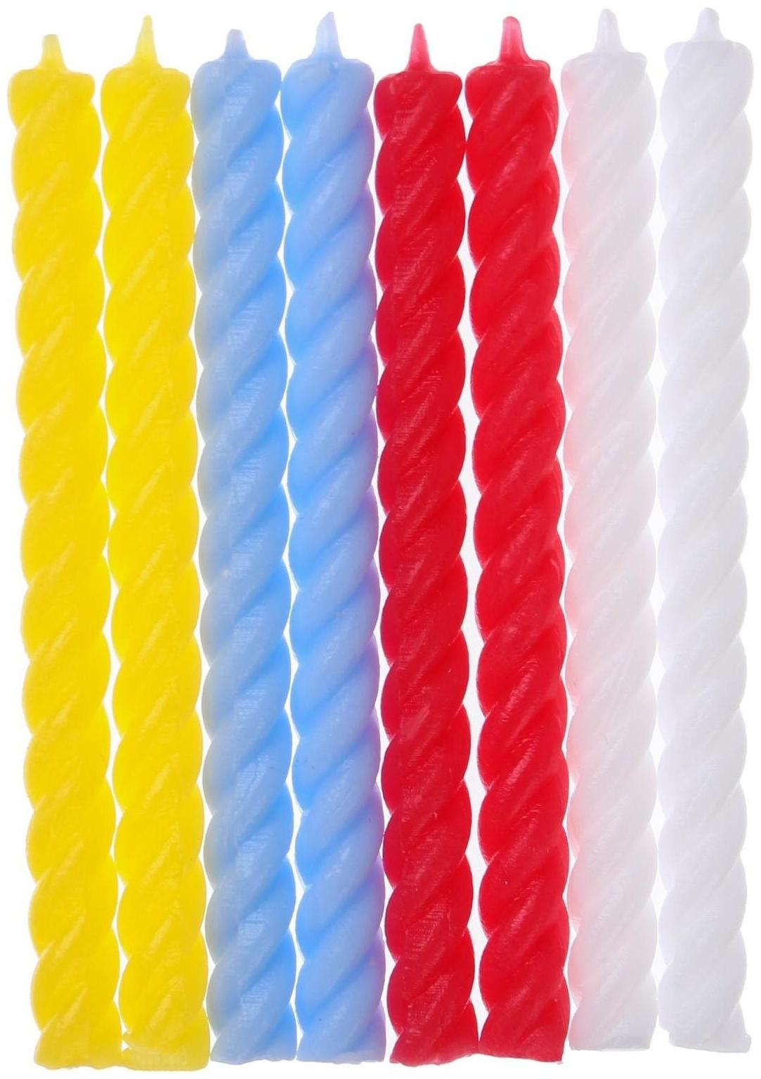 Набор витых свеч в торт 8 шт 