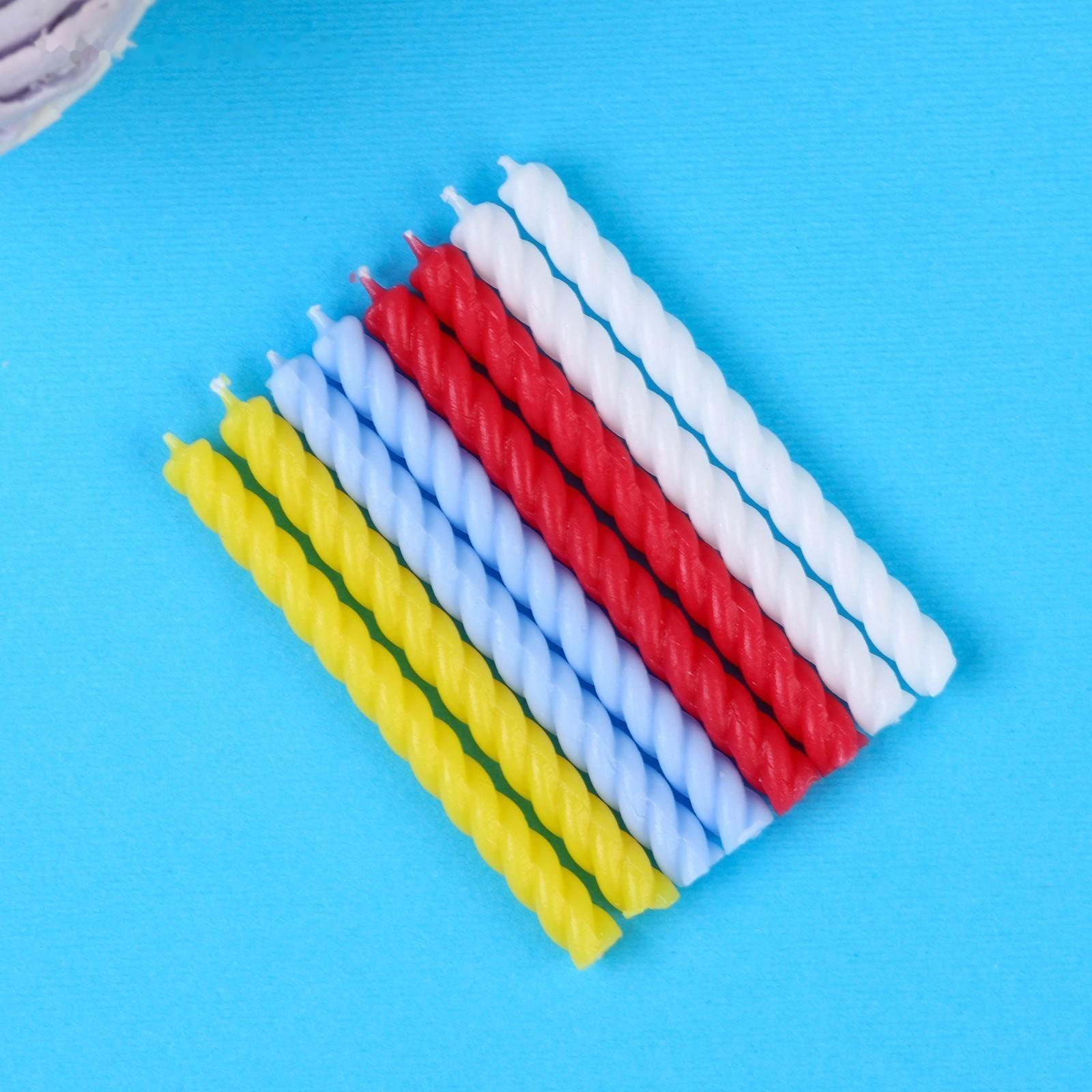 Набор витых свеч в торт 8 шт 