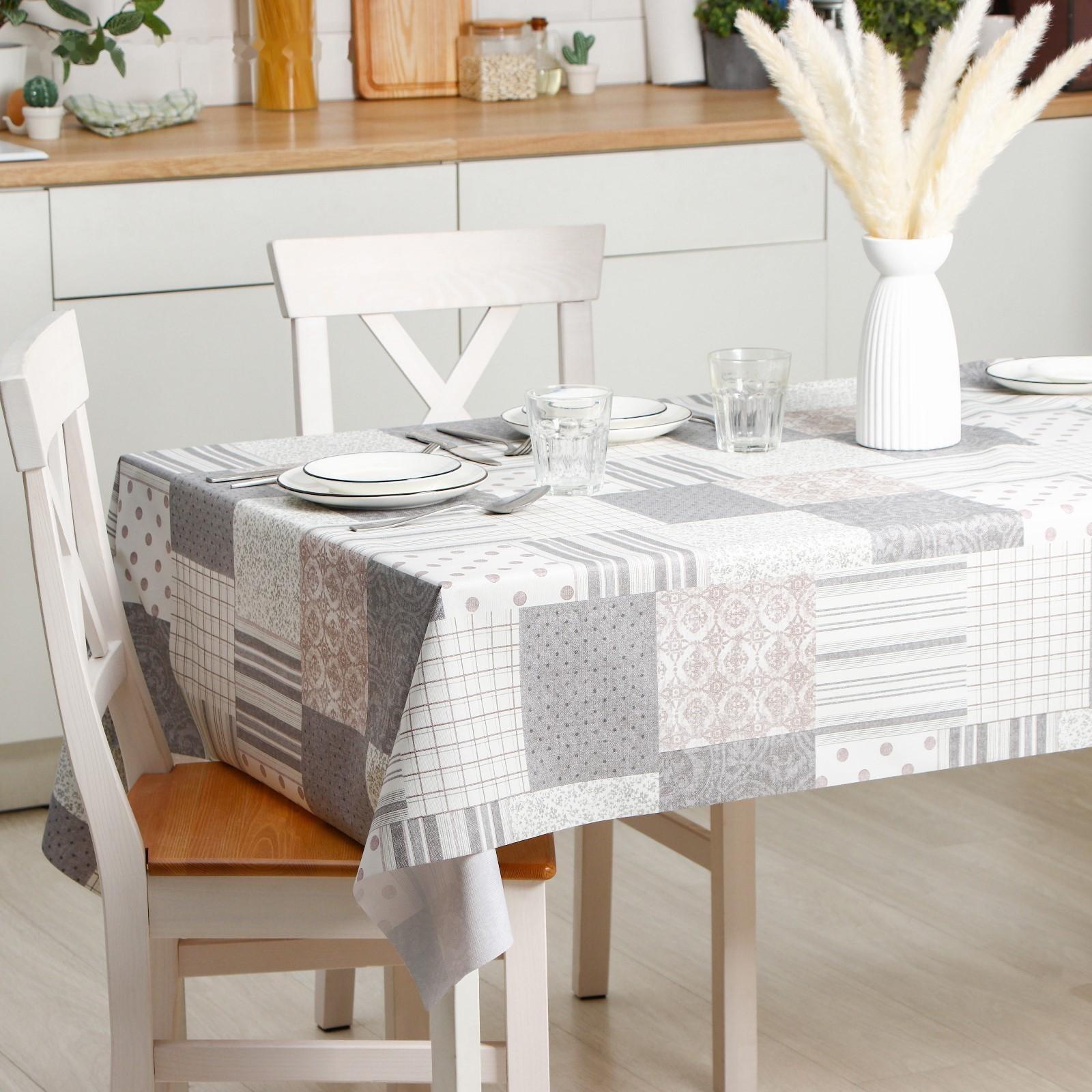 Клеёнка столовая на тканевой основе, рулон 20 метров, ширина 137 см, цвет коричнево-серый