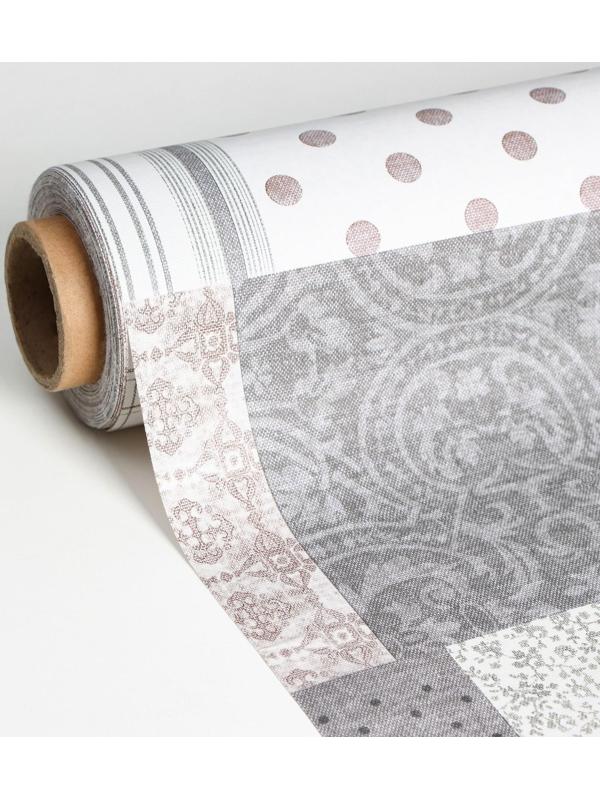 Клеёнка столовая на тканевой основе, рулон 20 метров, ширина 137 см, цвет коричнево-серый