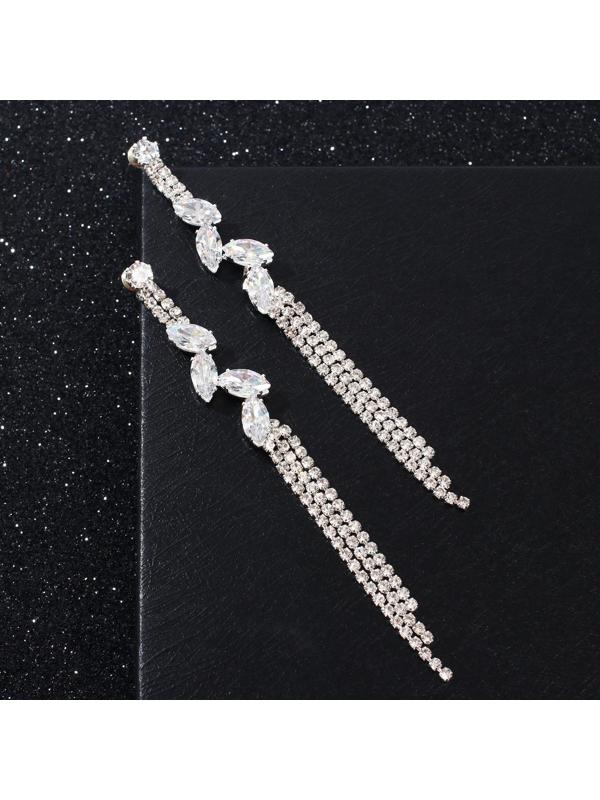 Серьги висячие со стразами 