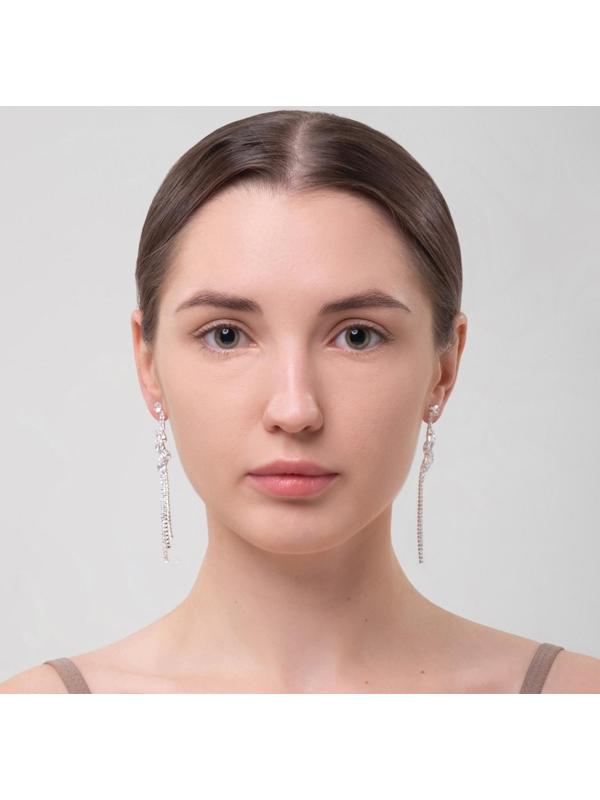 Серьги висячие со стразами 