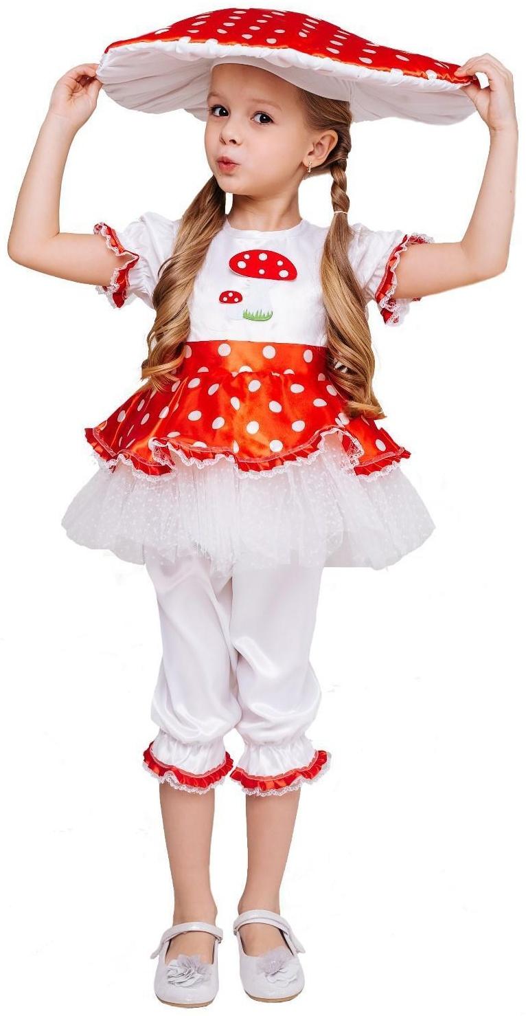 Карнавальный костюм «Мухомор», платье, панталоны, шапка, размер 116-60