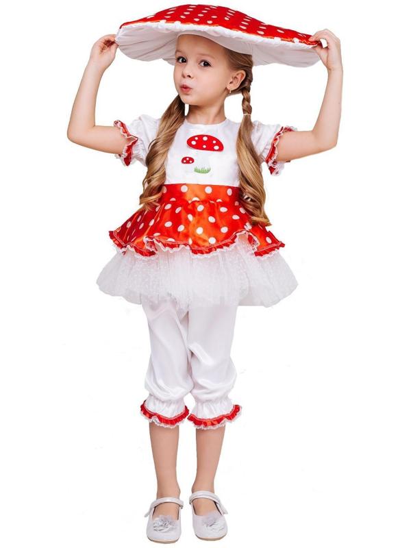 Карнавальный костюм «Мухомор», платье, панталоны, шапка, размер 116-60