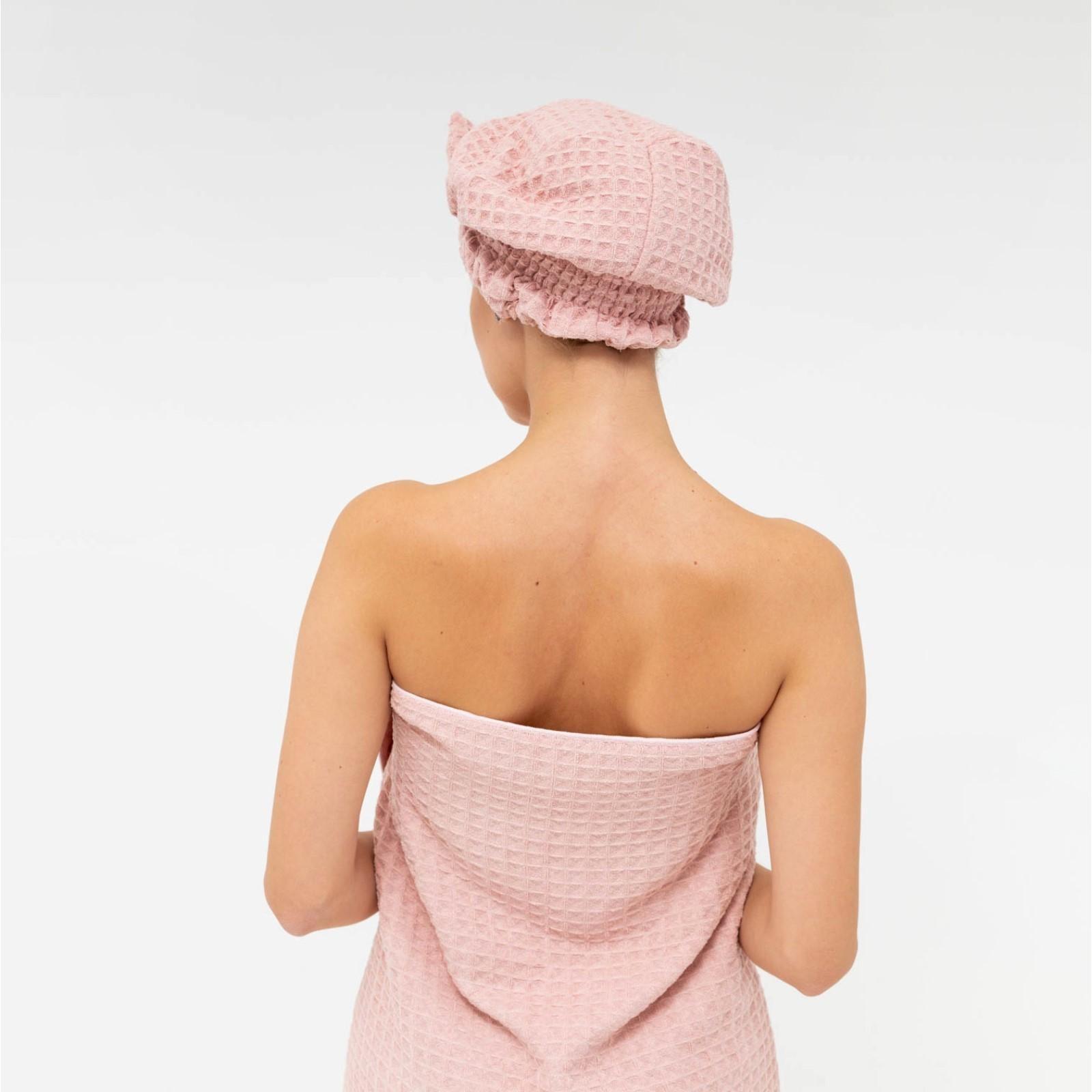 Набор для бани и ванной Этель «Вафля» полотенце 70*140 см+чалма 21*25 см, цв.розовый