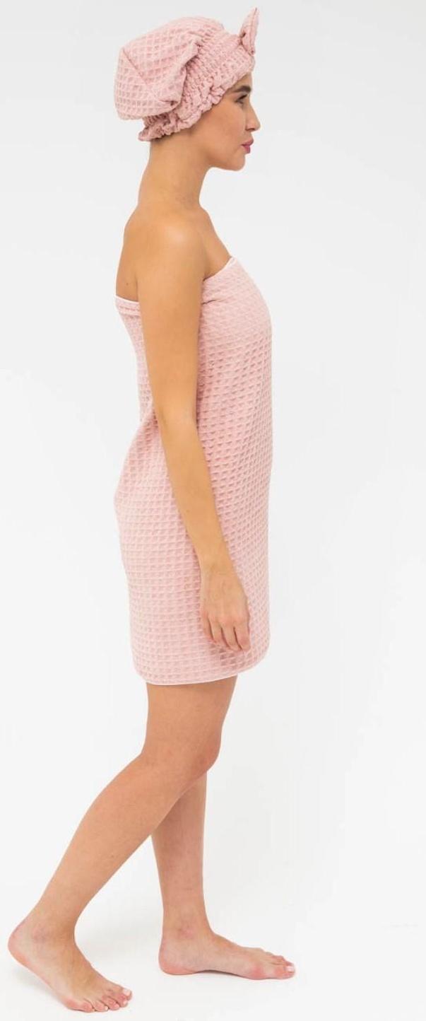 Набор для бани и ванной Этель «Вафля» полотенце 70*140 см+чалма 21*25 см, цв.розовый