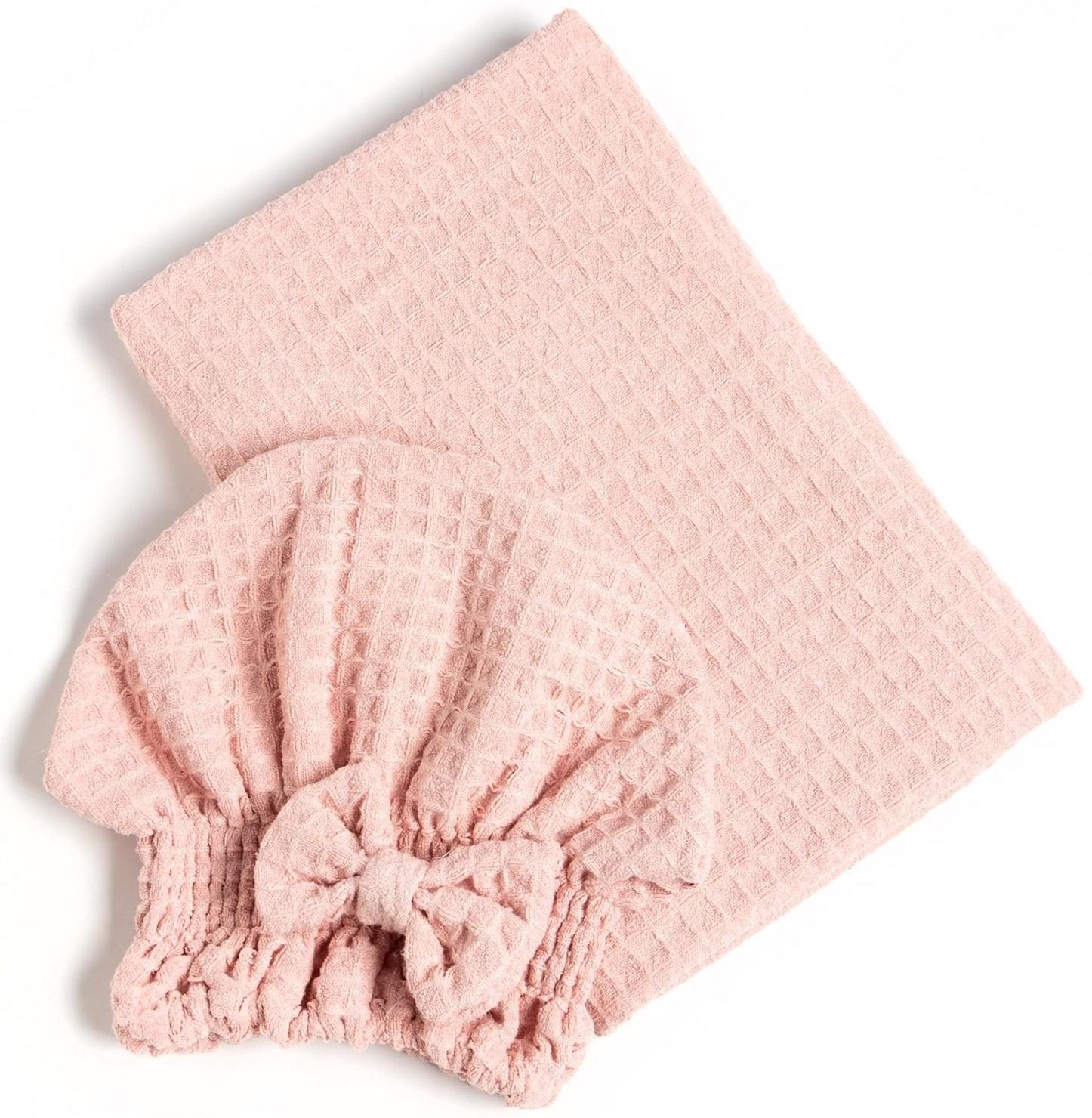 Набор для бани и ванной Этель «Вафля» полотенце 70*140 см+чалма 21*25 см, цв.розовый