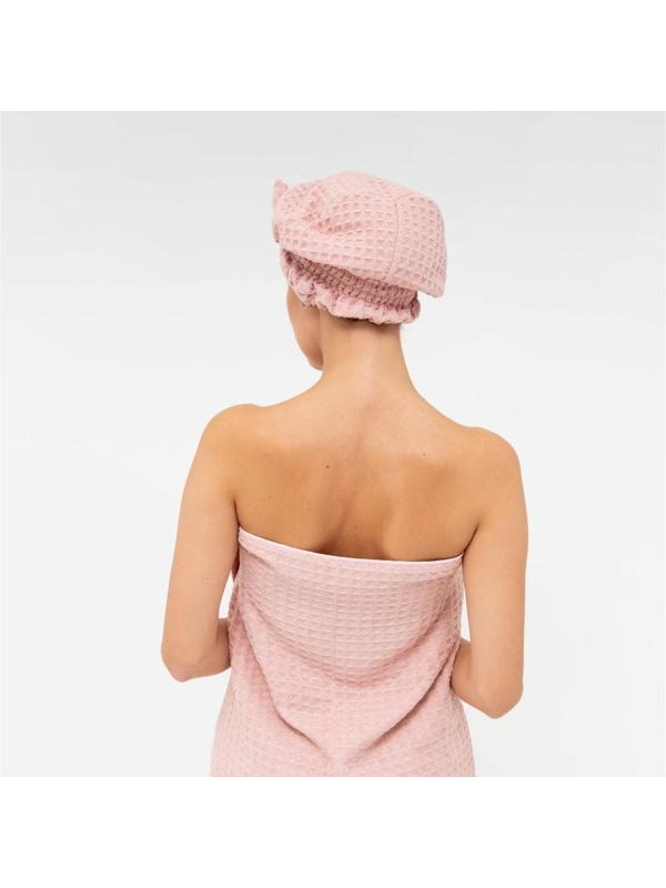 Набор для бани и ванной Этель «Вафля» полотенце 70*140 см+чалма 21*25 см, цв.розовый