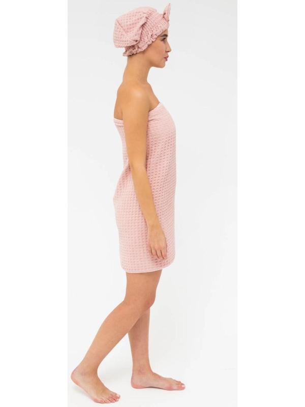 Набор для бани и ванной Этель «Вафля» полотенце 70*140 см+чалма 21*25 см, цв.розовый