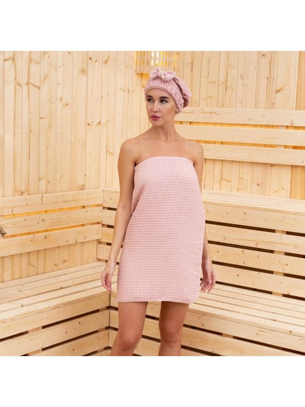 Набор для бани и ванной Этель «Вафля» полотенце 70*140 см+чалма 21*25 см, цв.розовый