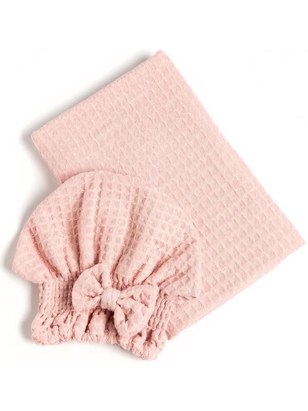 Набор для бани и ванной Этель «Вафля» полотенце 70*140 см+чалма 21*25 см, цв.розовый