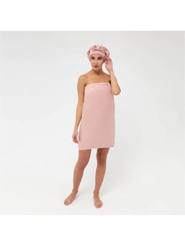 Набор для бани и ванной Этель «Вафля» полотенце 70*140 см+чалма 21*25 см, цв.розовый