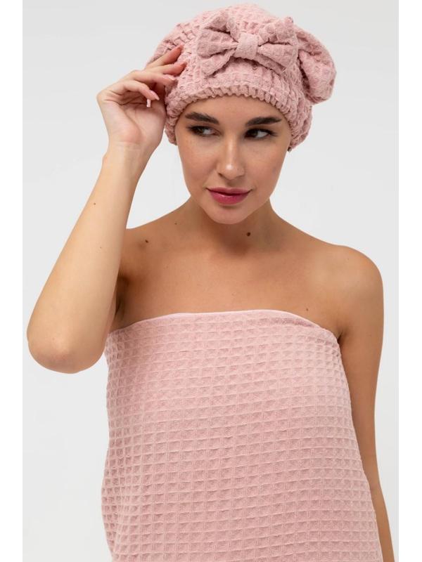 Набор для бани и ванной Этель «Вафля» полотенце 70*140 см+чалма 21*25 см, цв.розовый