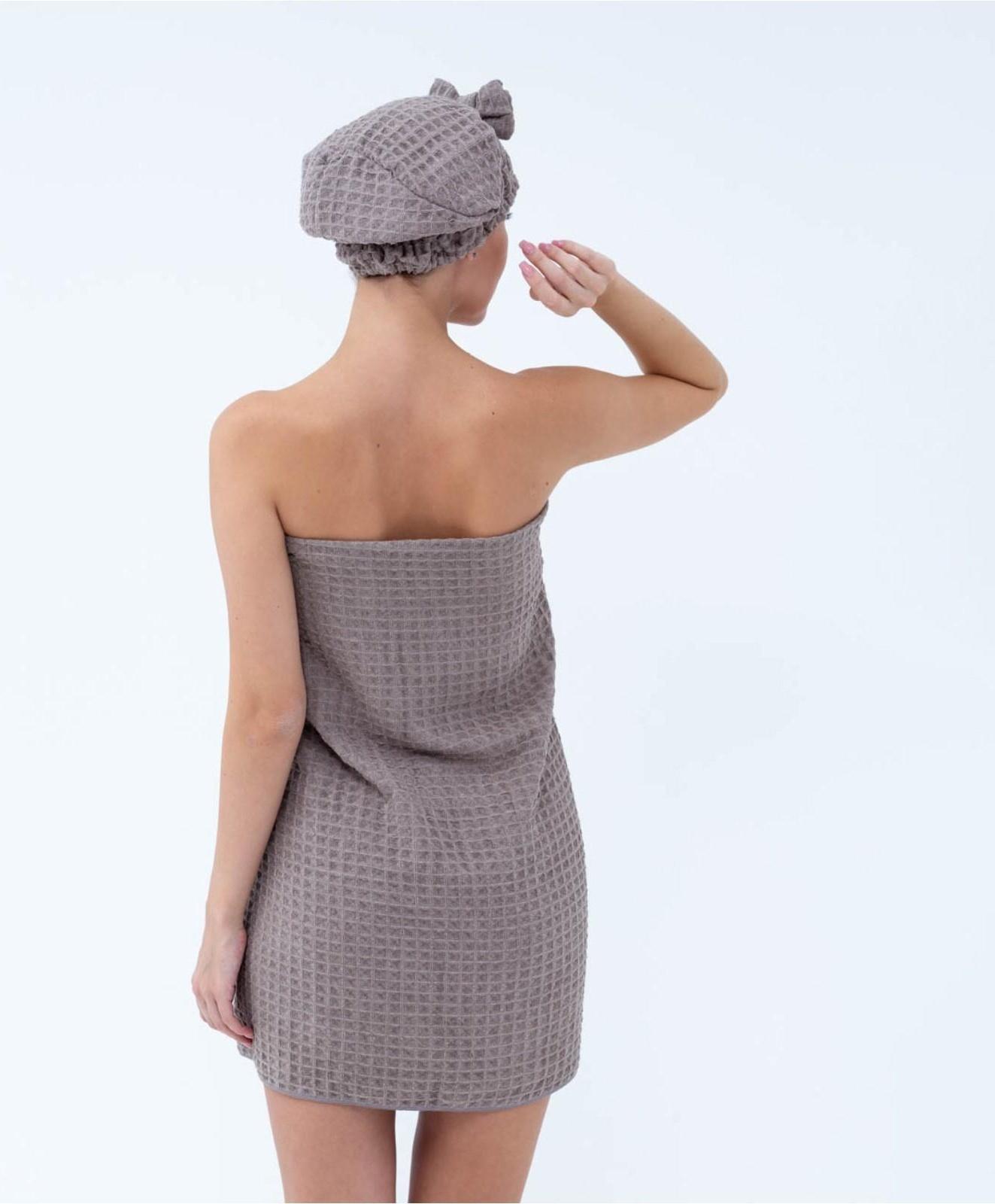 Набор для бани и ванной Этель «Вафля» полотенце 70*140 см+чалма 21*25 см, цв.коричневый