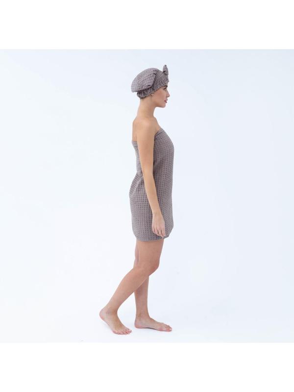 Набор для бани и ванной Этель «Вафля» полотенце 70*140 см+чалма 21*25 см, цв.коричневый