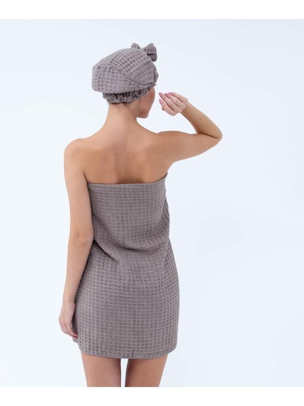 Набор для бани и ванной Этель «Вафля» полотенце 70*140 см+чалма 21*25 см, цв.коричневый