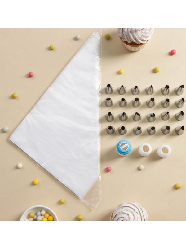 Набор кондитерский, 28 предметов: 3 адаптера, 24 насадки, набор кондитерских мешков 50 шт