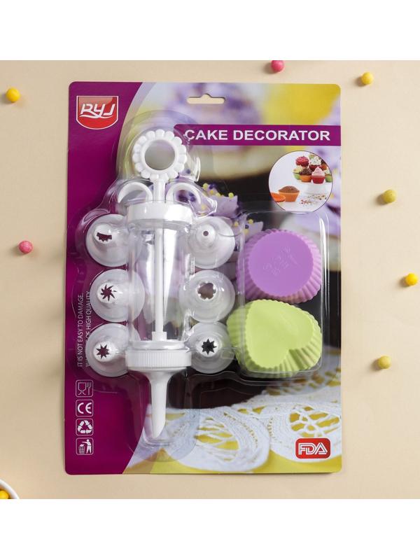Набор кондитерский, 13 предметов: 6 насадок, 6 формочек, кондитерский шприц