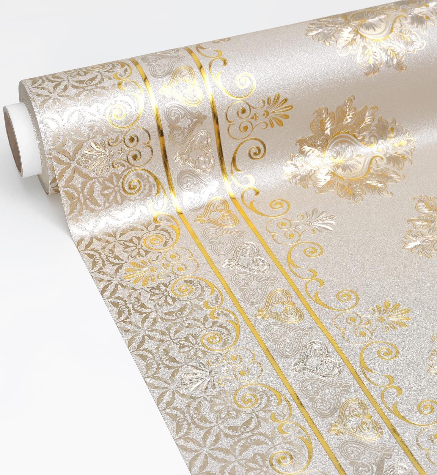 Клеёнка столовая на тканевой основе «Торжество», рулон 20 метров, ширина 137 см, цвет золотой