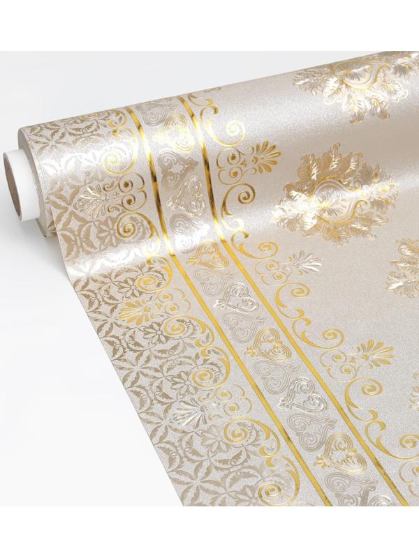 Клеёнка столовая на тканевой основе «Торжество», рулон 20 метров, ширина 137 см, цвет золотой