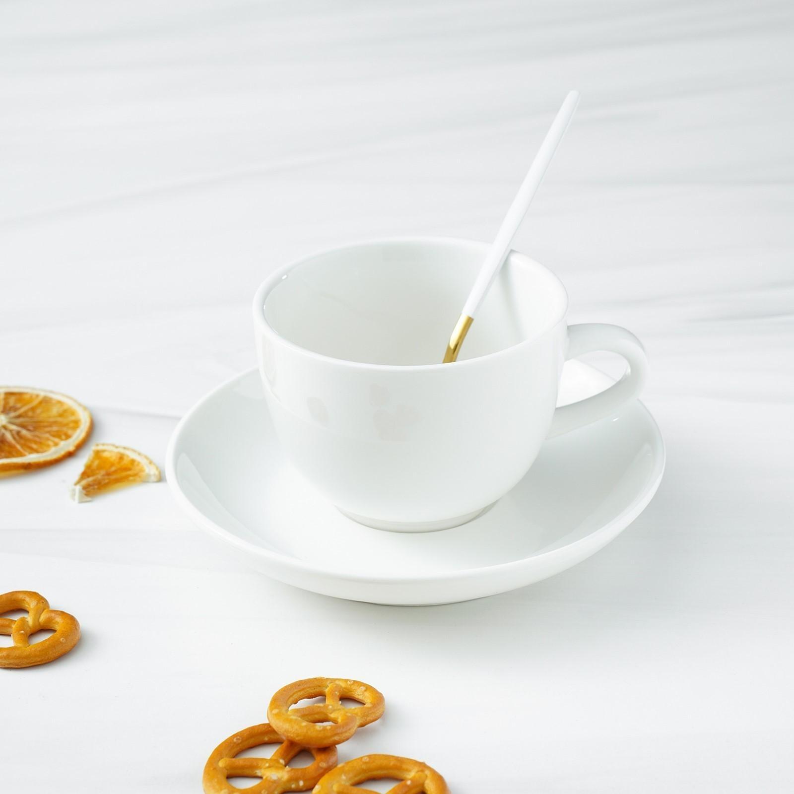 Ложка чайная из нержавеющей стали Magistro «Блинк», 14,5×3 см, белая ручка, на подвесе, цвет золотой