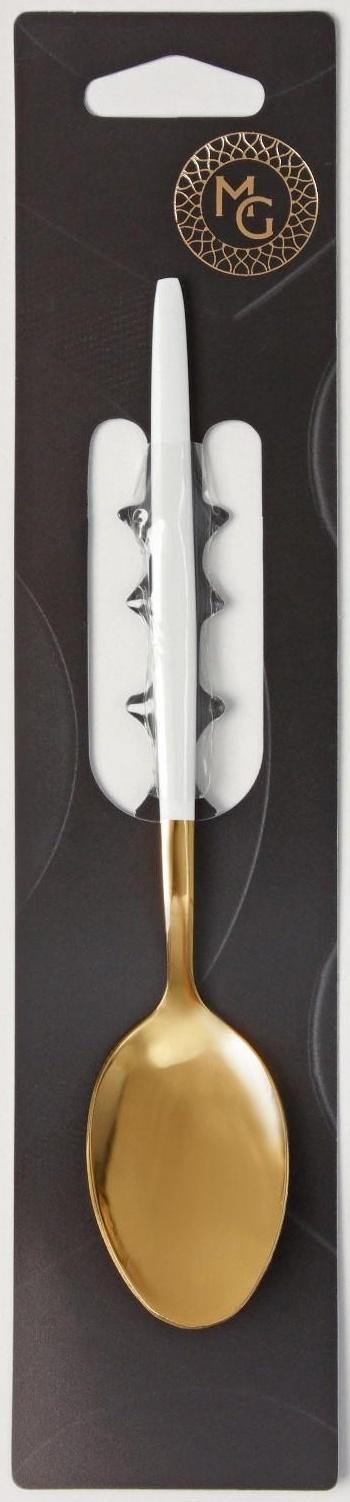 Ложка чайная из нержавеющей стали Magistro «Блинк», 14,5×3 см, белая ручка, на подвесе, цвет золотой