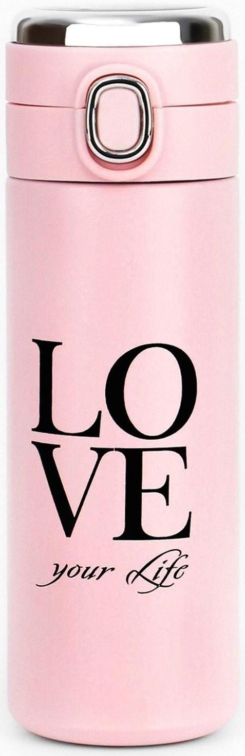 Термокружка, серия: Simple, Love your Life, 420 мл, сохраняет тепло 8 ч, с термометром