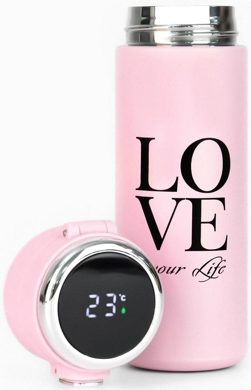 Термокружка, серия: Simple, Love your Life, 420 мл, сохраняет тепло 8 ч, с термометром