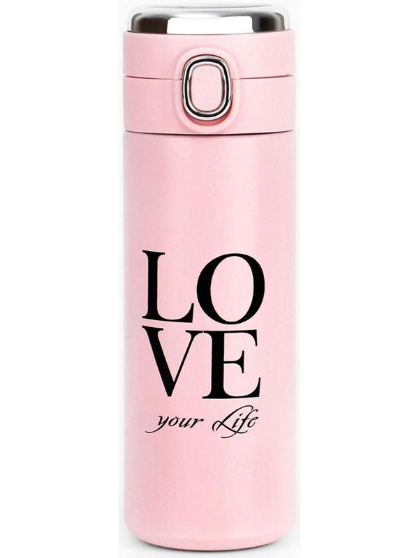 Термокружка, серия: Simple, Love your Life, 420 мл, сохраняет тепло 8 ч, с термометром