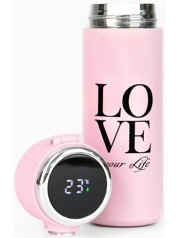 Термокружка, серия: Simple, Love your Life, 420 мл, сохраняет тепло 8 ч, с термометром