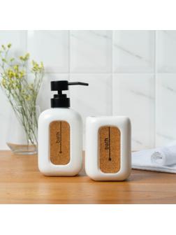 Набор аксессуаров для ванной комнаты Доляна «Лофт», 2 предмета (дозатор для мыла, стакан)