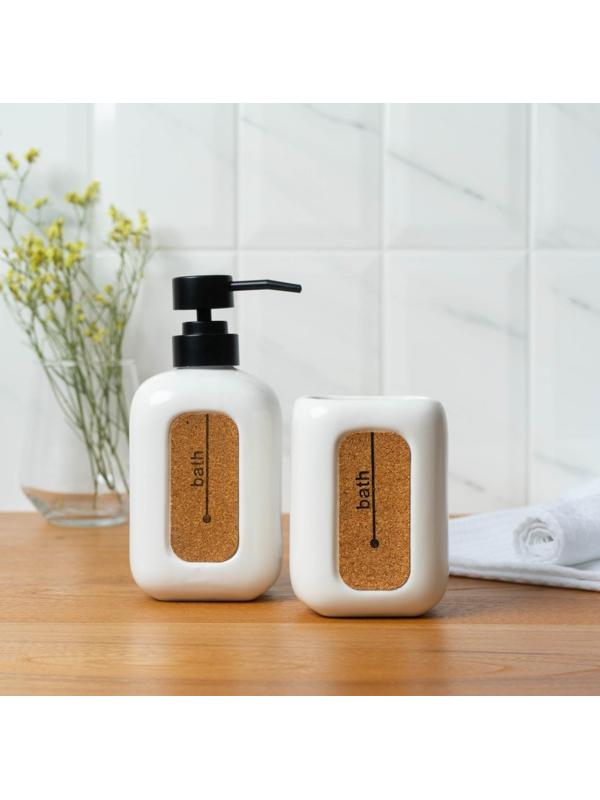 Набор аксессуаров для ванной комнаты Доляна «Лофт», 2 предмета (дозатор для мыла, стакан)