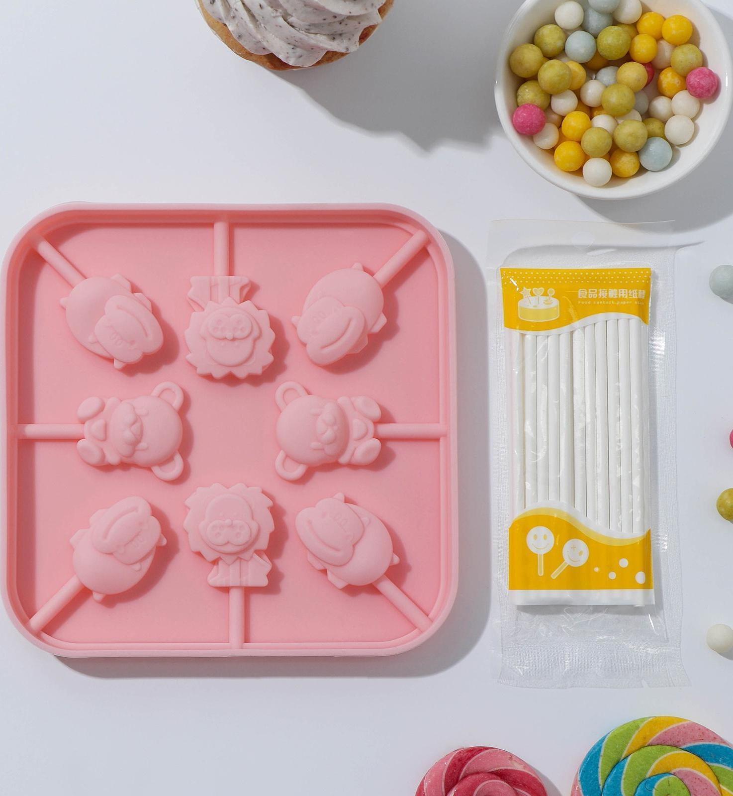 Форма для леденцов «Зоопарк», 8 ячеек, 14,5×14,5×1,5 см, с палочками 20 шт, цвет МИКС