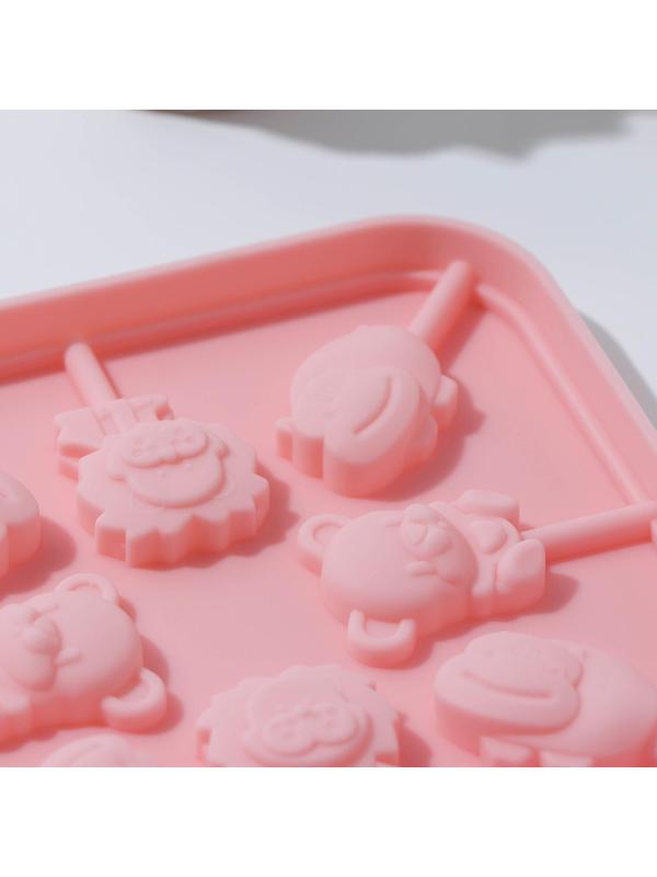 Форма для леденцов «Зоопарк», 8 ячеек, 14,5×14,5×1,5 см, с палочками 20 шт, цвет МИКС