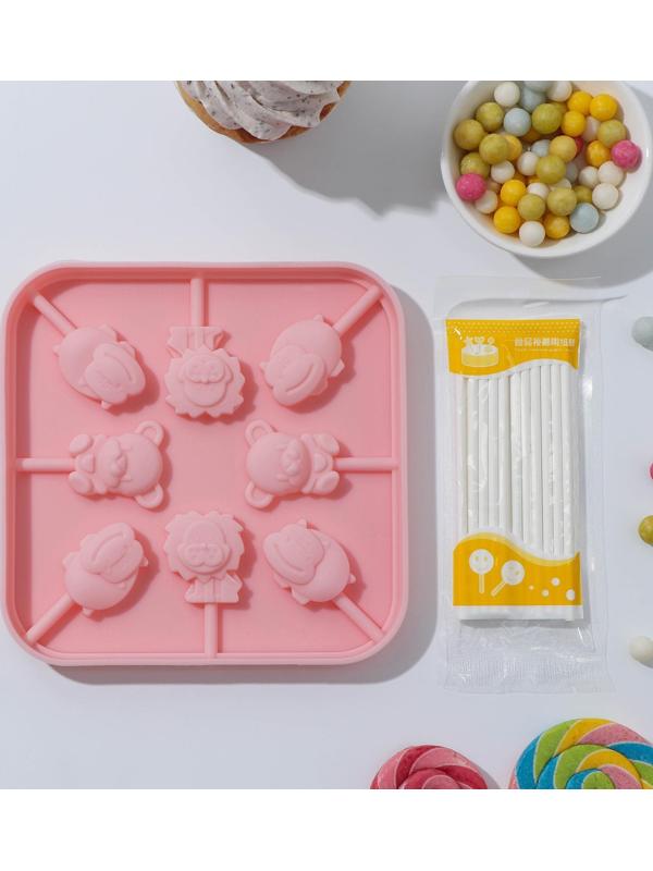 Форма для леденцов «Зоопарк», 8 ячеек, 14,5×14,5×1,5 см, с палочками 20 шт, цвет МИКС