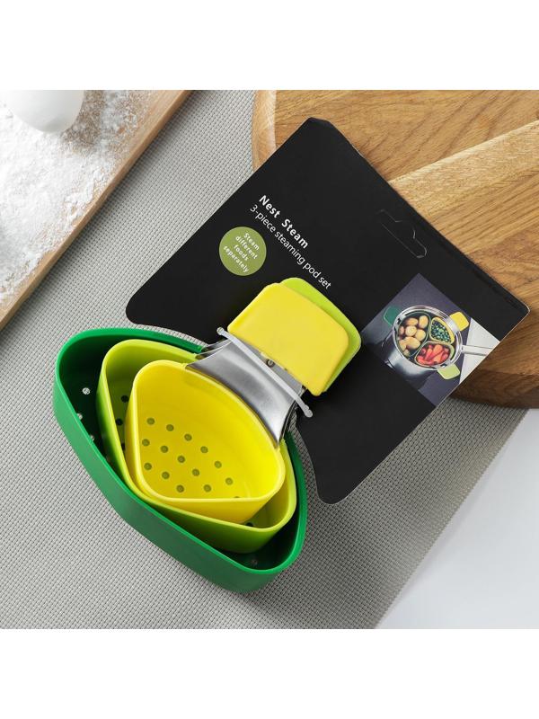 Набор для приготовления на пару, 3 шт, 16×13,5×6,5 см, цвет МИКС