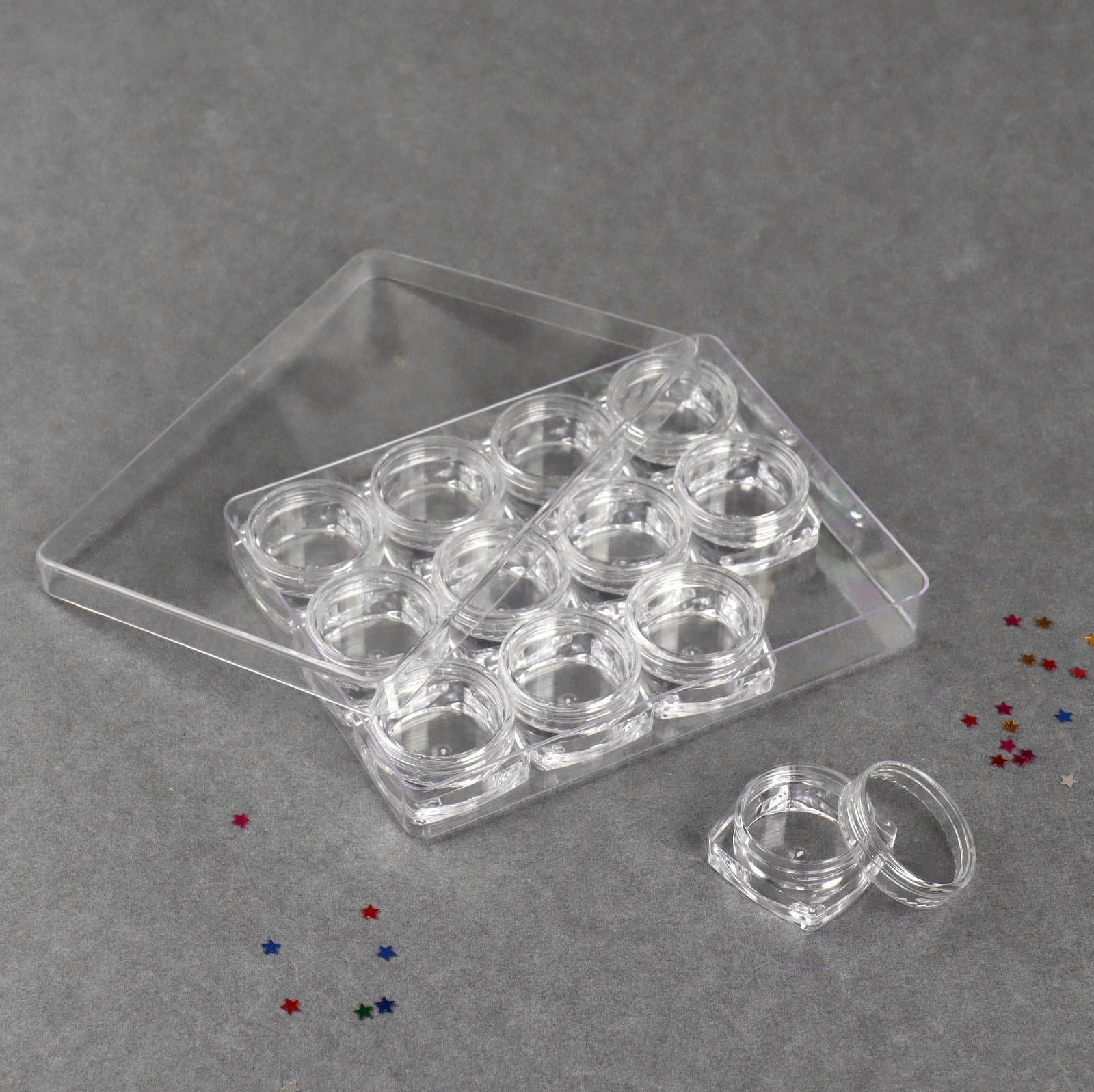 Органайзер для декора, 12 баночек, 5 гр, см, 12 × 9,5 см, цвет прозрачный