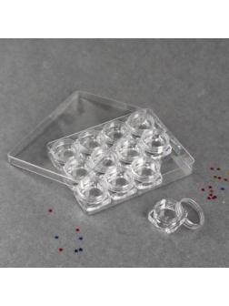 Органайзер для декора, 12 баночек, 5 гр, см, 12 × 9,5 см, цвет прозрачный