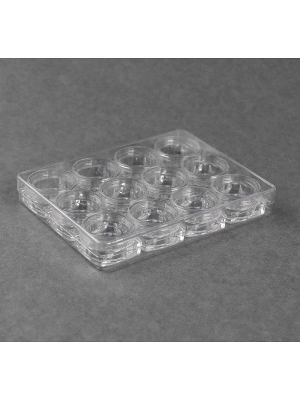 Органайзер для декора, 12 баночек, 5 гр, см, 12 × 9,5 см, цвет прозрачный