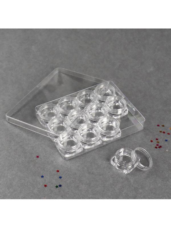 Органайзер для декора, 12 баночек, 5 гр, см, 12 × 9,5 см, цвет прозрачный