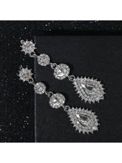 Серьги висячие со стразами 