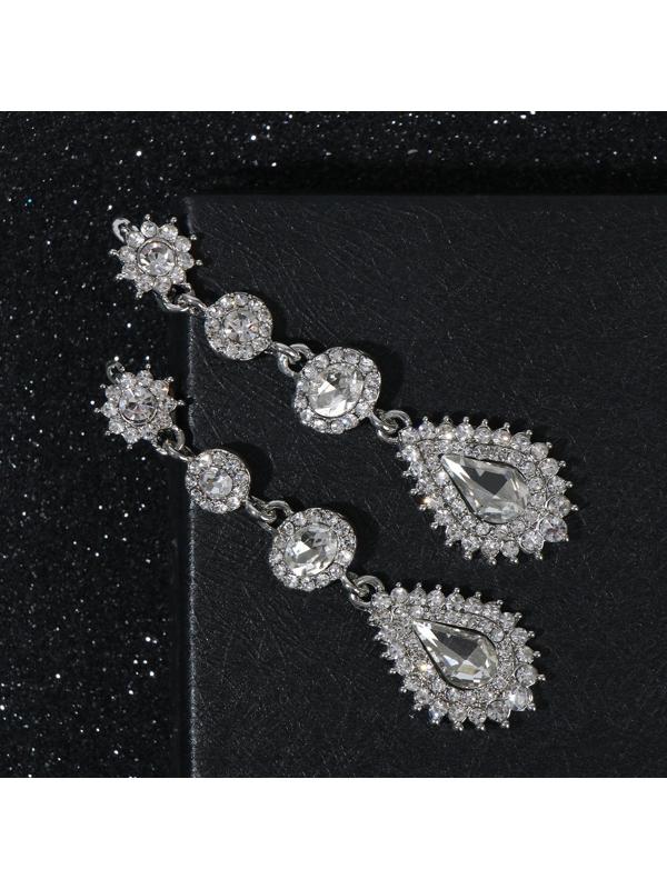 Серьги висячие со стразами 