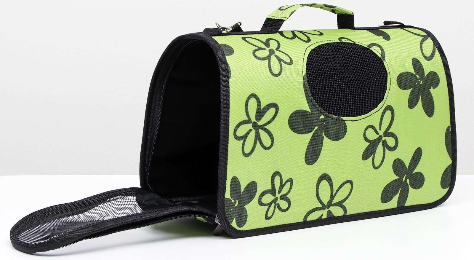 Сумка-переноска для кошек и собак, каркасная «Цветы», размер S, 37,5 х 17 х 22 см